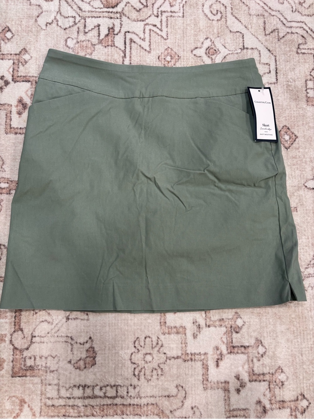 Charter Club Olive Green Mini Skirt with Side Slit